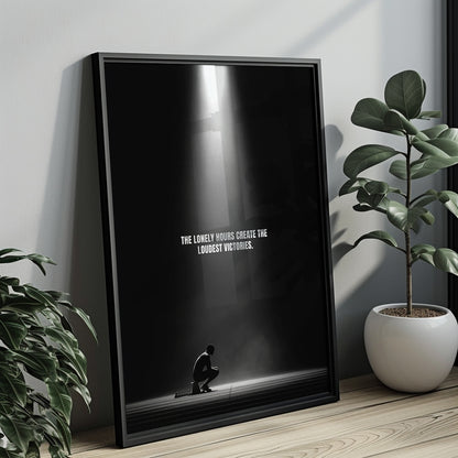 The Lonely Hours Create the Loudest Victories – Motivationsposter Sport & Erfolg