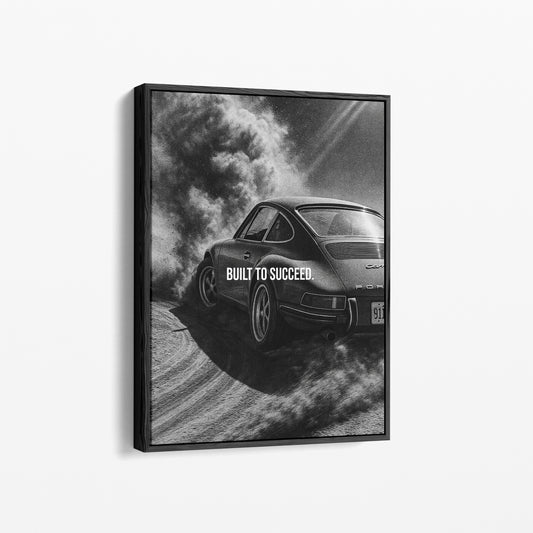 "Built to Succeed" Motivationsposter für Auto- und Performance-Fans