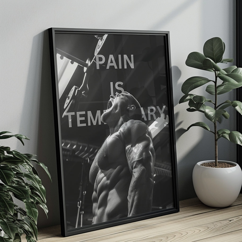 "Pain is Temporary" Motivationsposter Gym