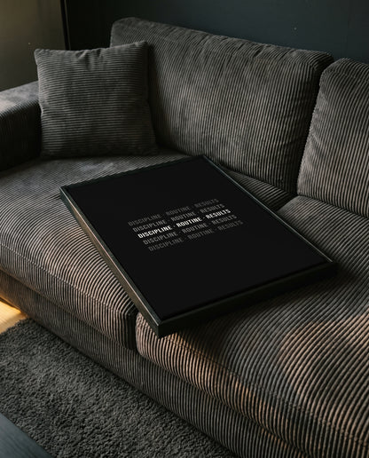 Typo Poster – DISCIPLINE · ROUTINE · RESULTS