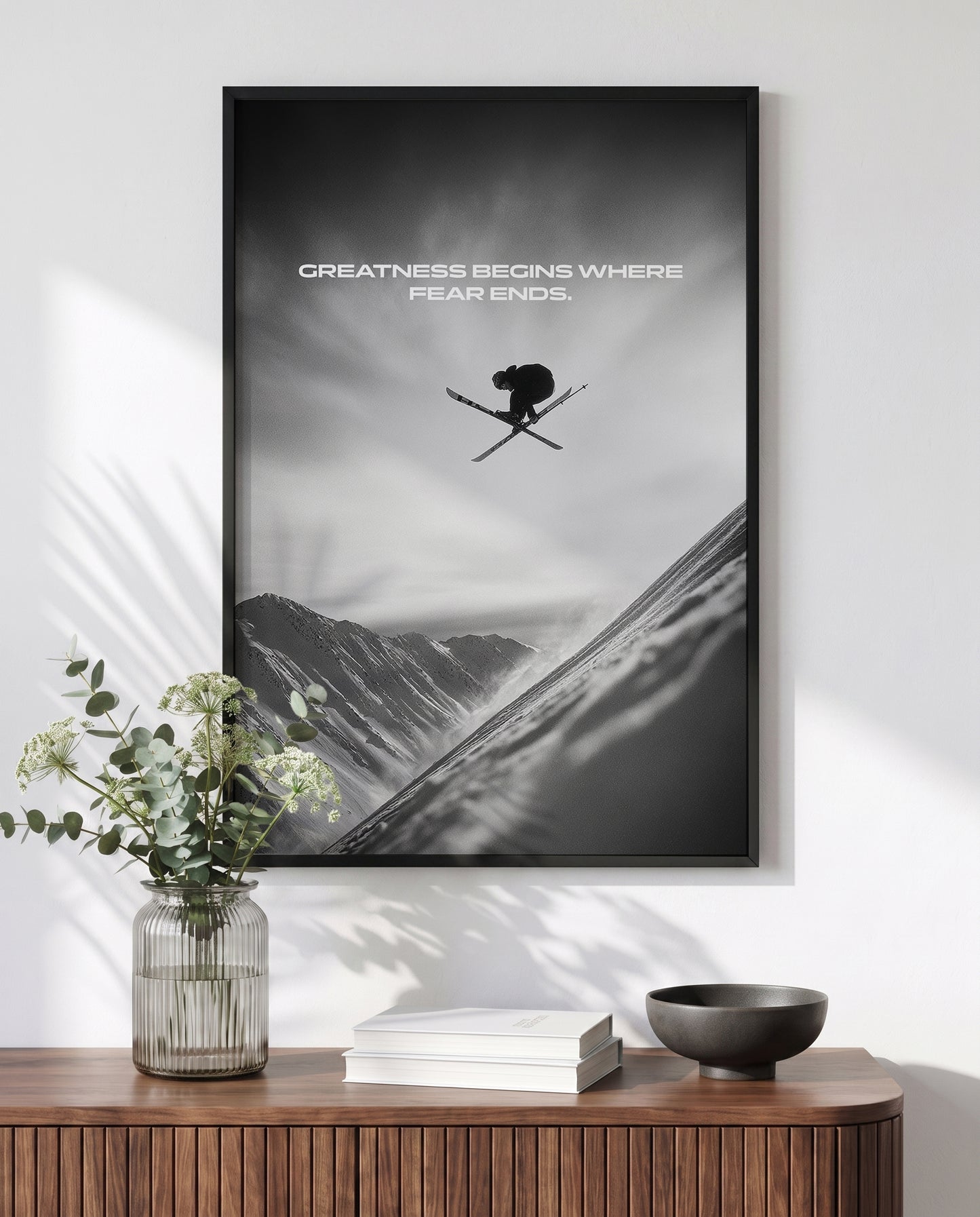 Greatness Begins Where Fear Ends – Ski Poster | Motivation & Adrenalin