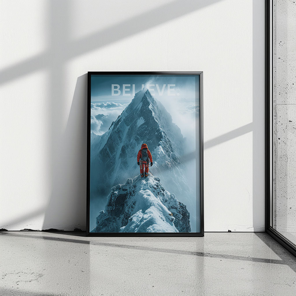 "Believe." Bergsteiger & Abenteuer Motivation