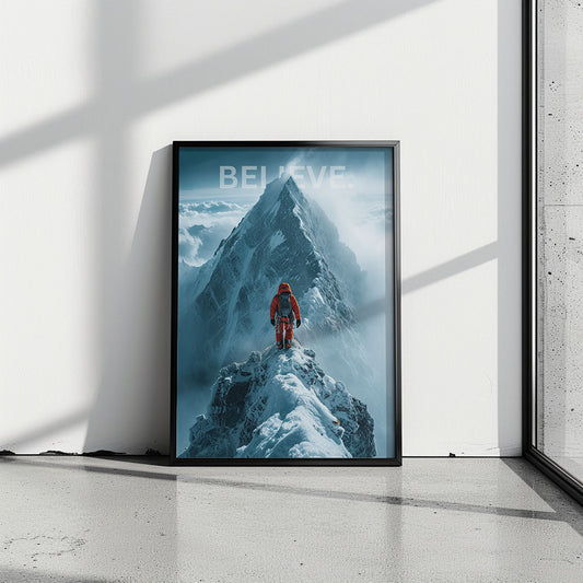 "Believe." Bergsteiger & Abenteuer Motivation