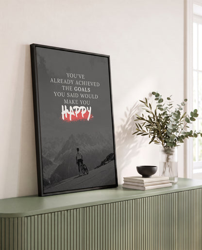 You've Already Achieved – Motivation Poster | Schwarz-Weiß Wandbild mit rotem Akzent