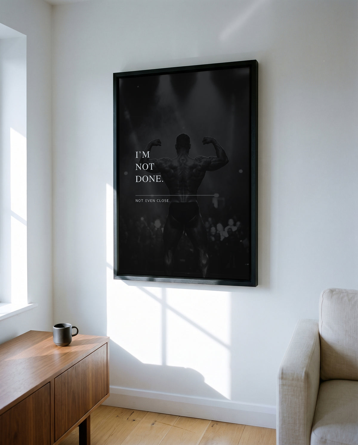 I'm Not Done – Bodybuilding Poster | Schwarz-Weiß Wandbild für Gym & Krafttraining