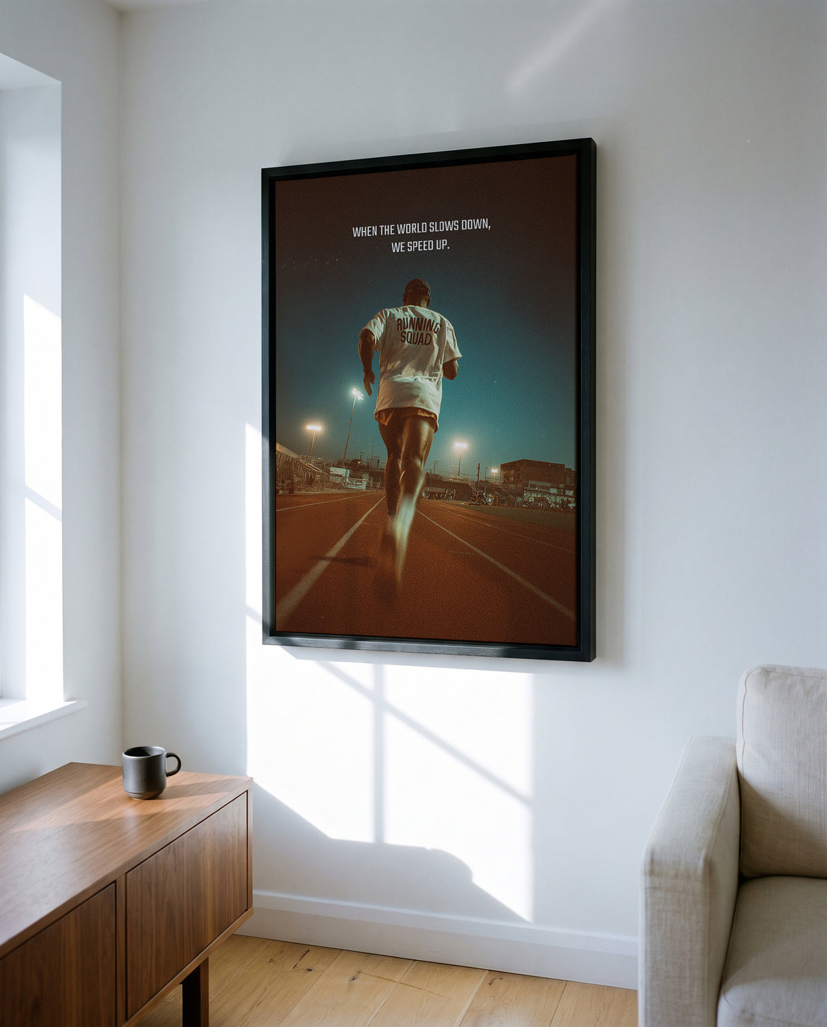 Motivationsposter Laufen „When the World Slows Down“