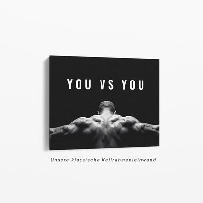 Motivationsposter „You vs. You“ – Leinwand im Schattenfugenrahmen | Fitness & Mindset Wandbild