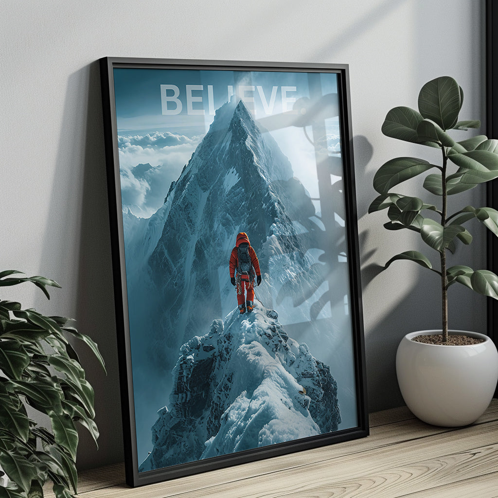 "Believe." Bergsteiger & Abenteuer Motivation