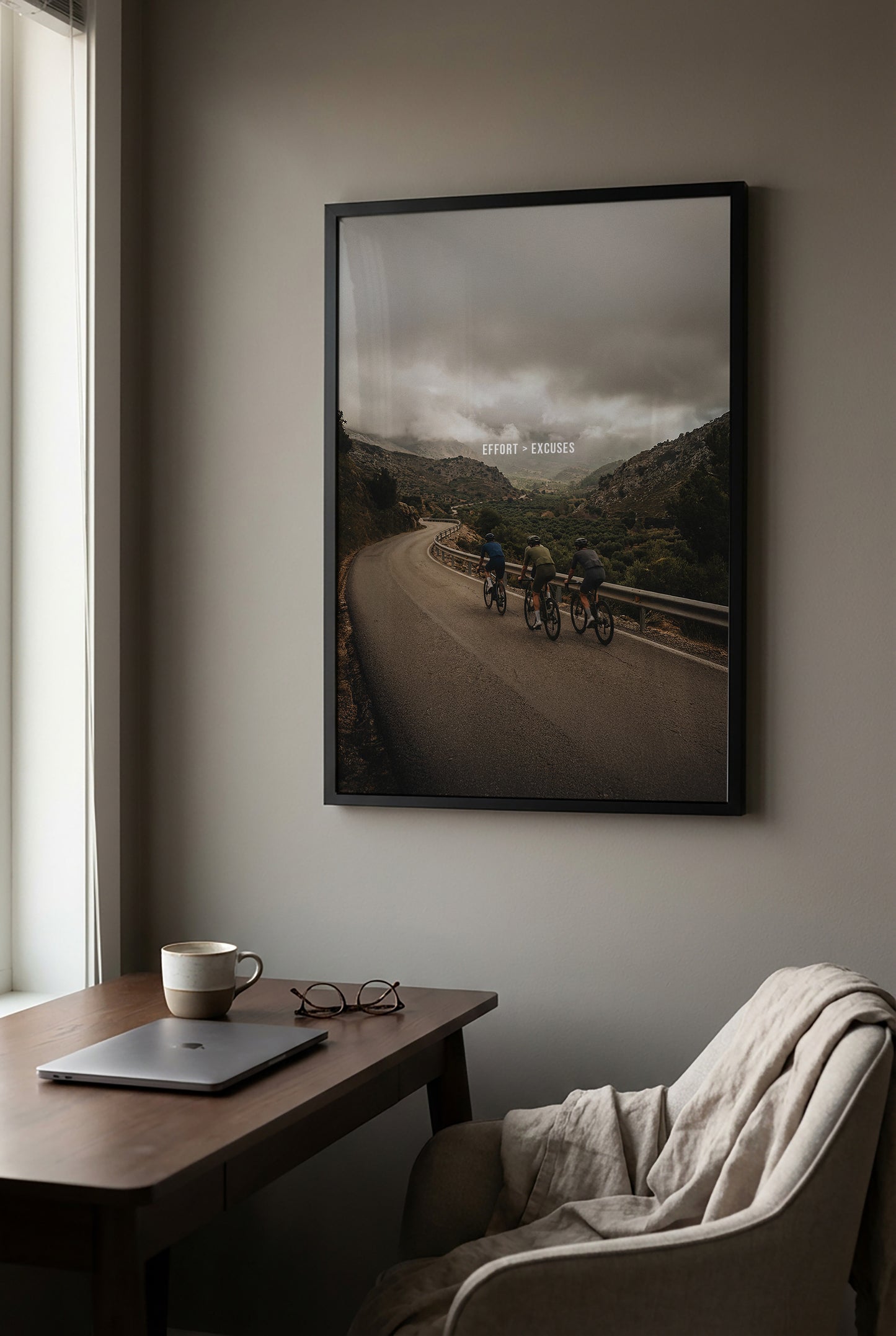 EFFORT > EXCUSES – Cycling Motivation Poster | Premium Rennrad Wandbild für Athleten