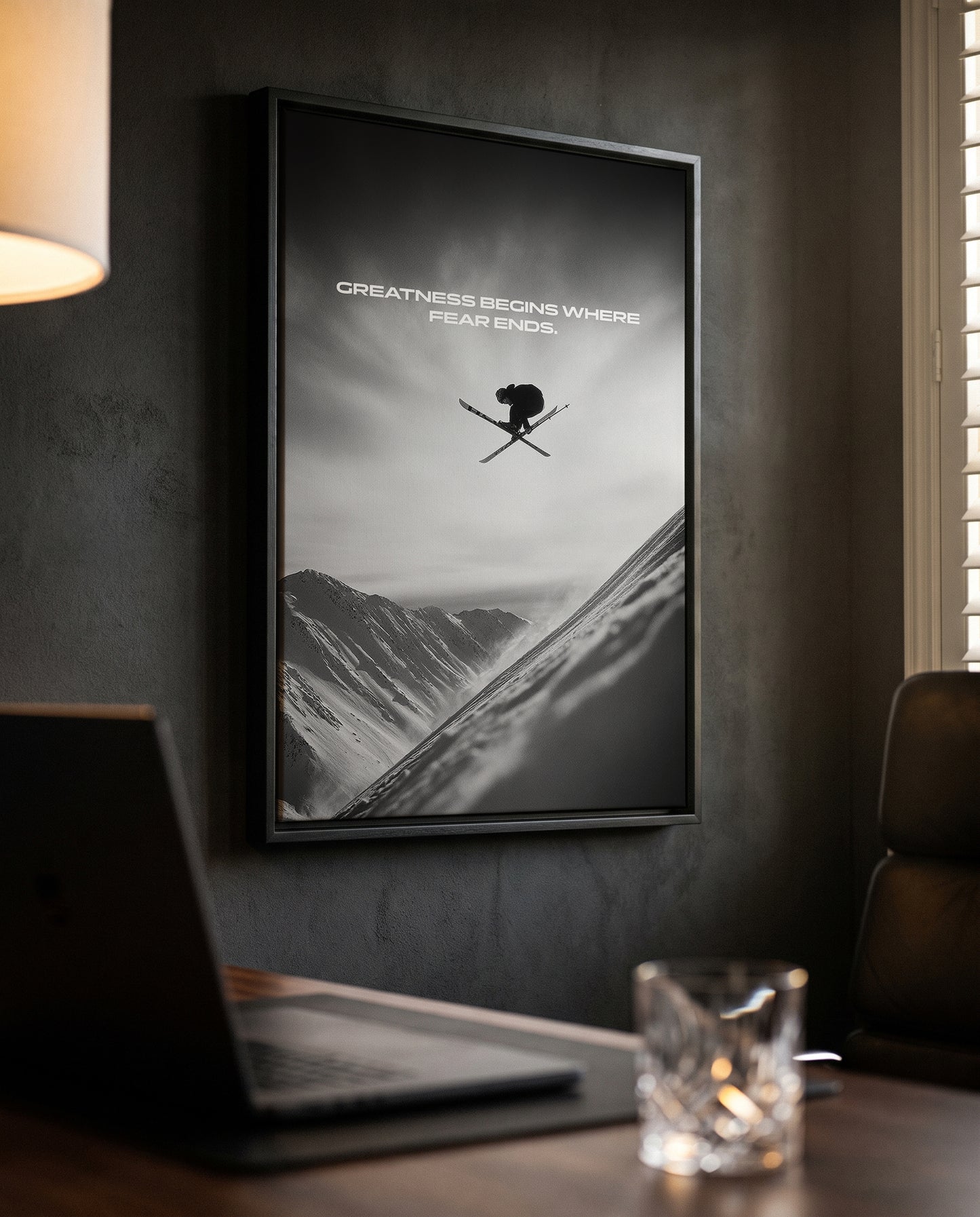 Greatness Begins Where Fear Ends – Ski Poster | Motivation & Adrenalin