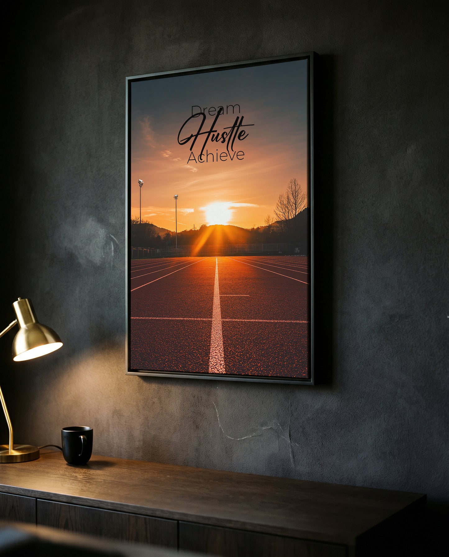 "Dream.Hustle.Achieve." Motivationsposter