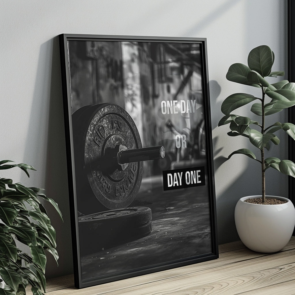 "One Day or Day One" Fitness Motivationsposter